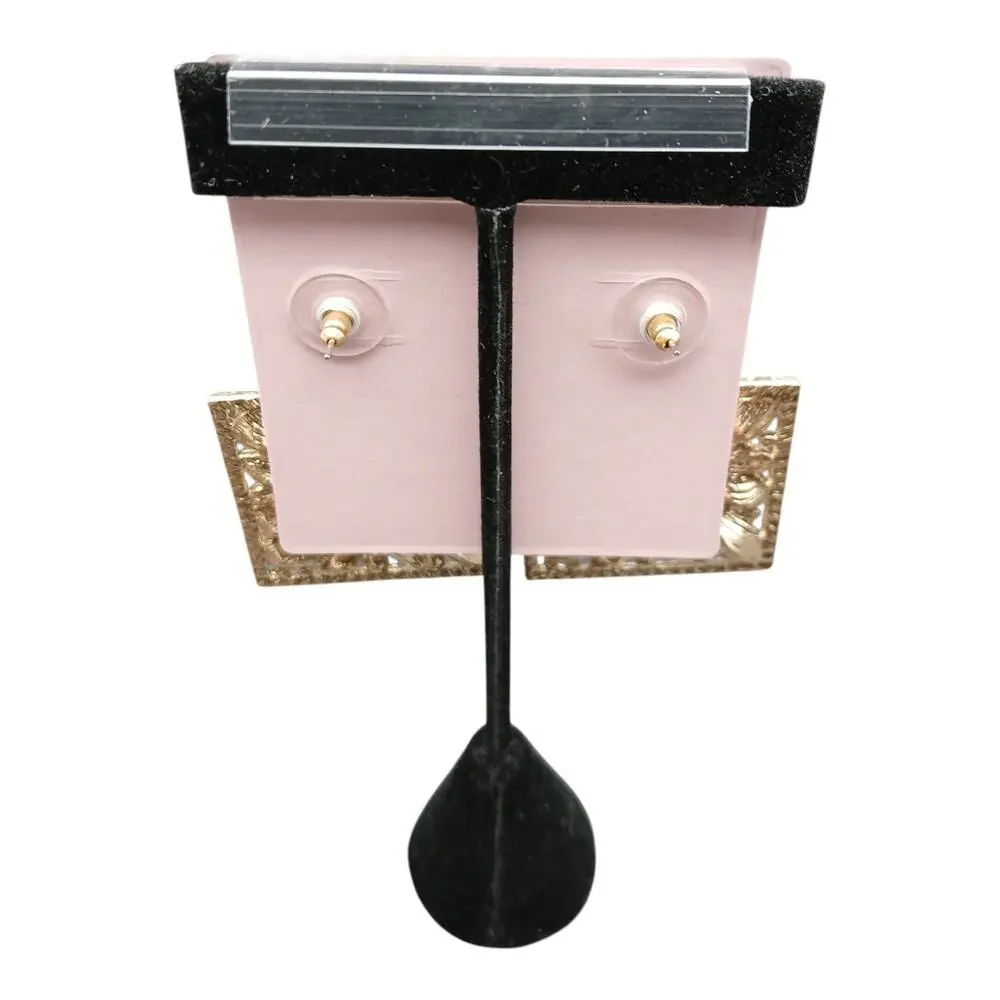 Rachel Parcell Statement Square Drop Earrings Multi-Color Crystal Rhinestone - Picture 3 of 5